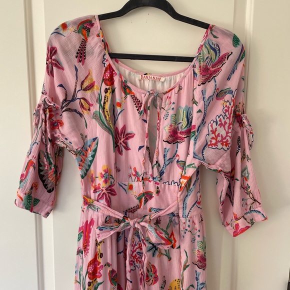 Banjanan Floral 3/4 Sleeve Maxi Dress in Pink Floral Medium - Picture 5 of 8